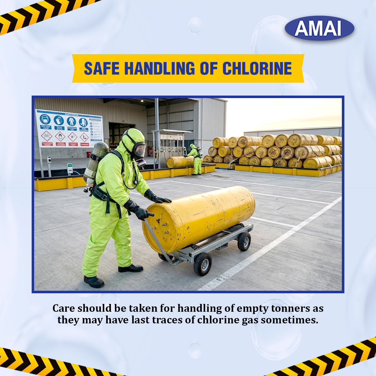 amai_india's tweet photo. Empty tonners can still be hazardous. Always handle them with proper care, PPE, and safety procedures, as they may contain residual traces of chlorine gas.
#ChlorineSafety #SafeHandling #ChemicalSafety #IndustrialSafety #WorkplaceSafety #PPE #SafetyFirst #AMAI https://t.co/MQLFfdjyGp