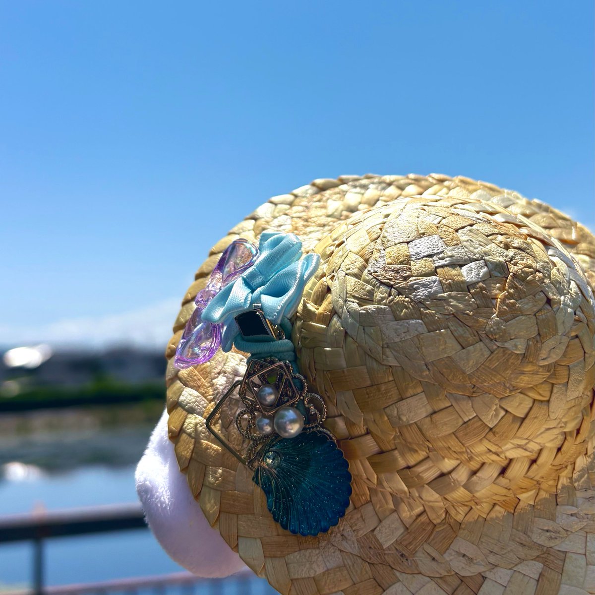 ca_de_colat's tweet photo. 暑い、真夏日☀️👒
#アイシナモロール #ぬい活 #ぬい撮り
#麦わら帽子 https://t.co/lY9SBVLj75