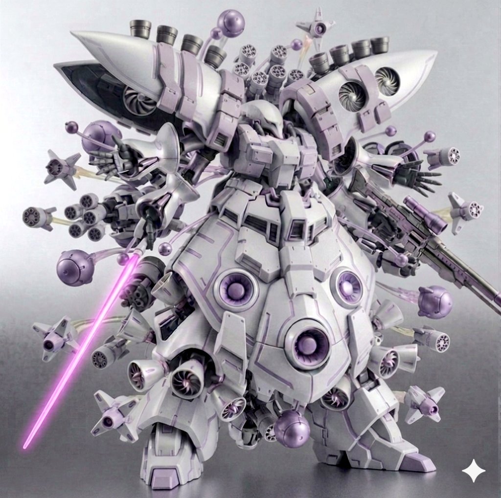 B_d1999d's tweet photo. 我々のハマーン様がご存命だったらUC0092辺りには乗っていたであろう機体..名は..そうですねぇ～(-ω-;)ｳｰﾝ..15分考える𓈒𓂂𓏸💭

💡🙆‍♂️
ハイキュベレイ‐ファントム🥹でどうでしょうか皆さん🤣 https://t.co/21XsOxgYFg