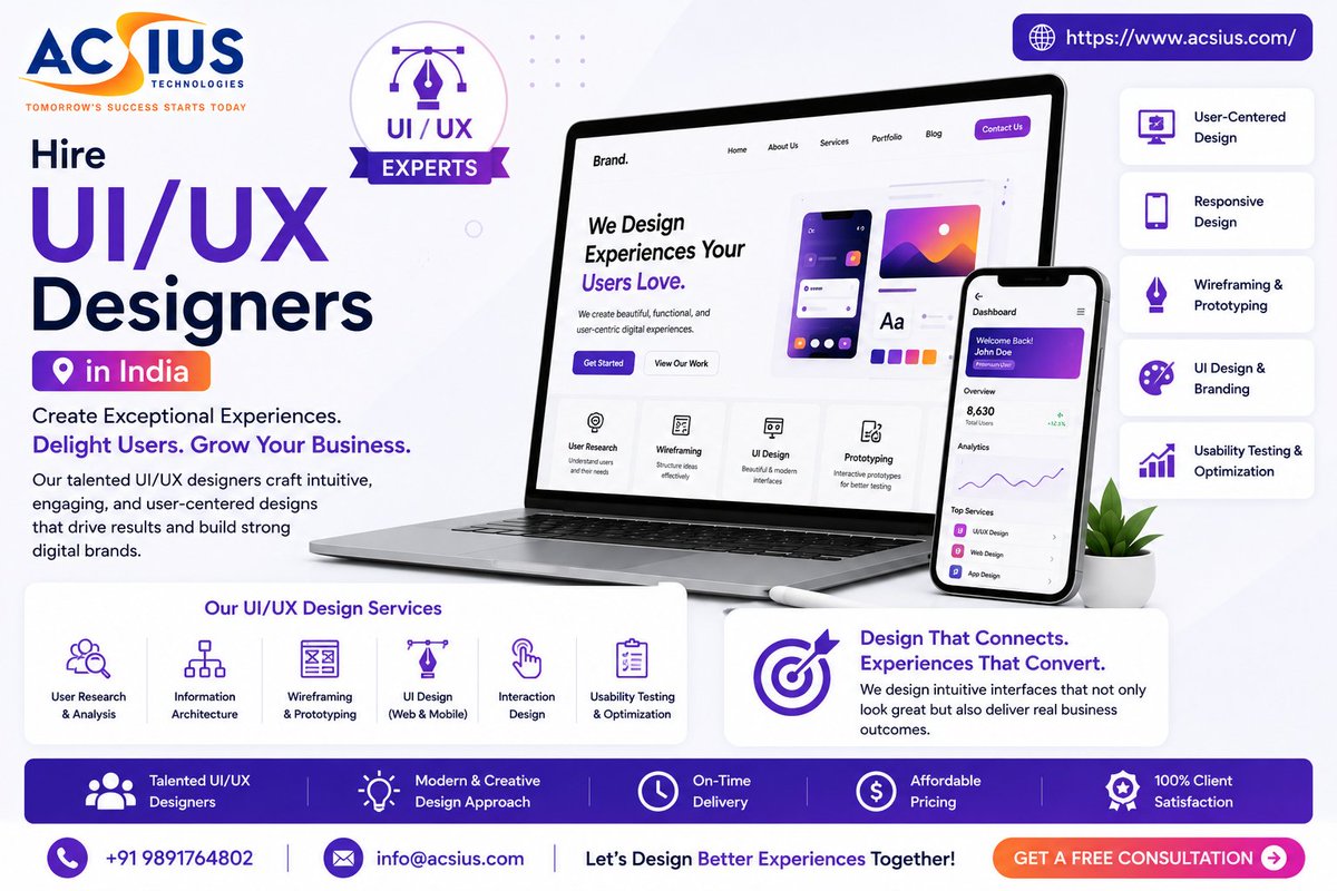 acsius's tweet photo. Searching "Hire UI/UX Designers in India Near Me"? 🔍

Stop searching. We're right here. 👋

ACSIUS provides:

🎨 Dedicated UI/UX experts
🎨 Web &amp; mobile app design
🎨 Affordable pricing

DM for portfolio → https://t.co/vA1Jh0e8Wt

#UIUXDesigner #ACSIUS #ProductDesign https://t.co/5QoqcHlUoG