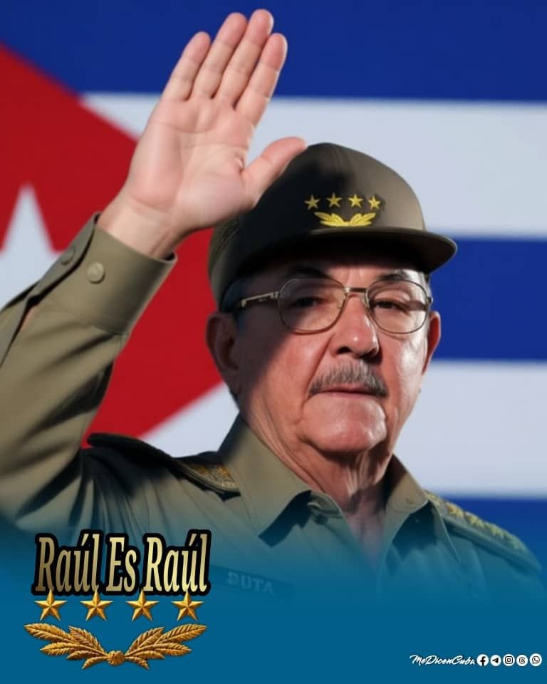 HolguinSi's tweet photo. Para Cuba el General de Ejército será para siempre un ídolo, un paradigma y un ejemplo a seguir. Que no le quepa duda a nadie que nuestro pueblo defenderá a Raúl y a la patria, al precio que sea necesario. #HolguínSí #LunesConMarx #RaúlEsRaúl @IzquierdaUnid15. https://t.co/yyQfGX1rpp