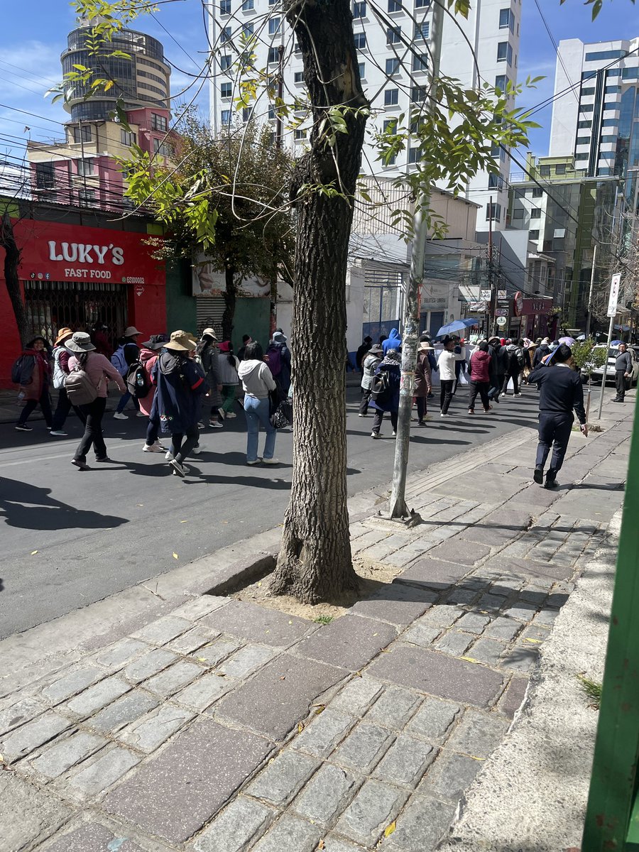 RobSmithEdD's tweet photo. I’ve seen with my own eyes in La Paz. These aren’t “narcos” or “vandals,” they are ordinary workers &amp; local syndicates marching peacefully. Their lives were upended overnight by economic cuts. Watching wealthy elites harass them from the sidelines is shameful. 🇧🇴 #Bolivia https://t.co/VGeZyQ6tKc