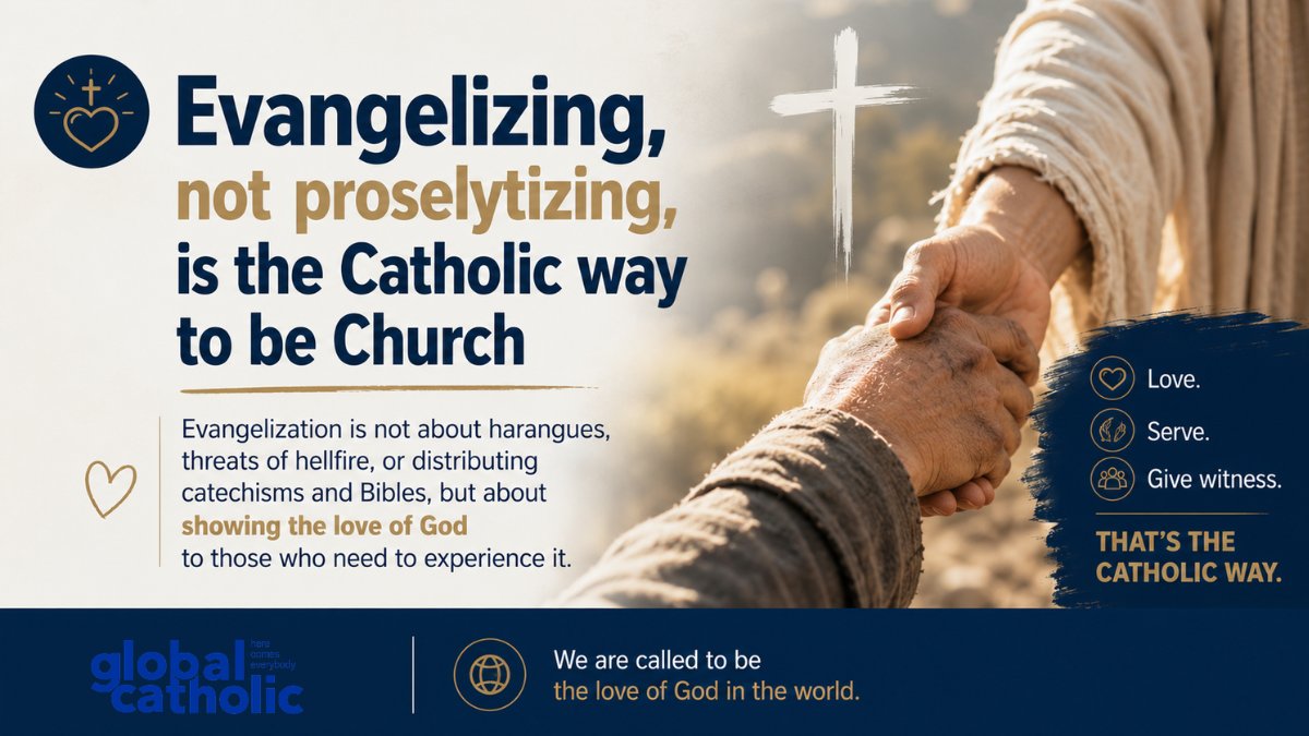 GlobalCatholic_'s tweet photo. Evangelizing is not about fear, pressure, or forcing belief.
It is about showing the love of God through compassion, mercy, and service.
“People are drawn to witness, not coercion.”

Read more: https://t.co/sADtBYtZmR

#Catholic #Evangelization #Faith https://t.co/gZpbRgxfoc