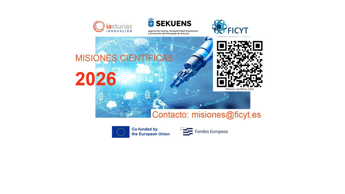 FICYT's tweet photo. Connvocatoria para la concesión de subvenciones del programa misiones científicas 2026.
Iniciativa del #PCTI gestionada por @agenciasekuens con la colaboración de @FICYT
Plazos solicitud: hasta el 29 de junio
@SCTAsturias
https://t.co/nB3IhNdRXk https://t.co/PiW0wJ2VJ3