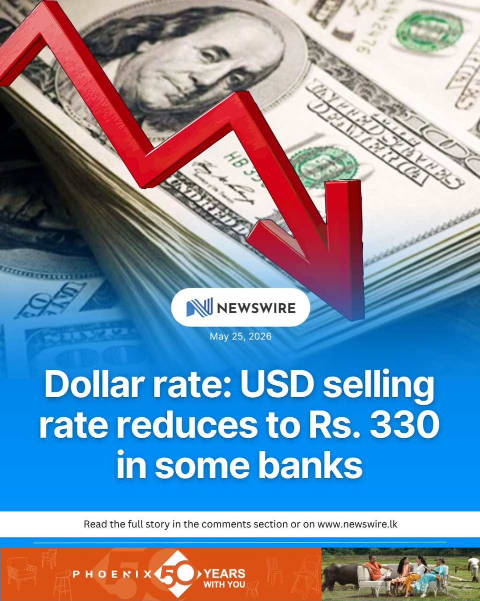 NewsWireLK's tweet photo. The Sri Lankan Rupee appreciated further today (25) against the US Dollar, compared to last Friday, with commercial banks lowering the selling rate as low as Rs. 330 in some banks. 

D: https://t.co/ho1cWDdk6F https://t.co/YsiOsv7wxH