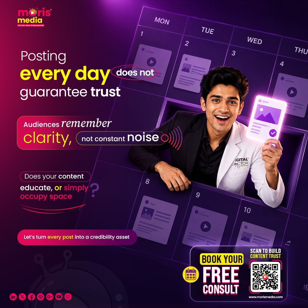 MorisMedia's tweet photo. Posting every day doesn’t automatically build trust.
People remember clarity, not constant noise. #ContentMarketing and #BrandAuthority grows when every post reinforces the same message.
#MorisMedia #DigitalDoctors https://t.co/QrlJTq4HxR