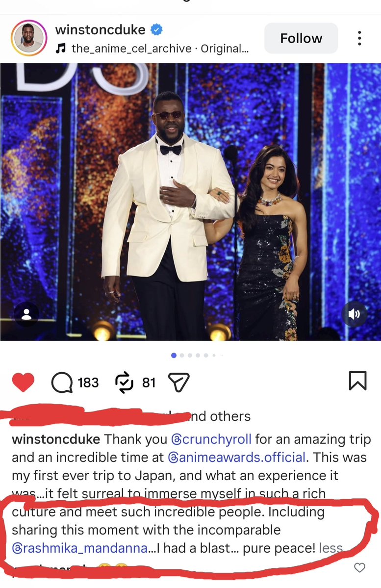 The incomparable @iamRashmika  that's exactly how Hollywood actor  @Winston_Duke described our Queen.  The level of respect she commands  internationally is on a whole different level now.  #RashmikaMandanna