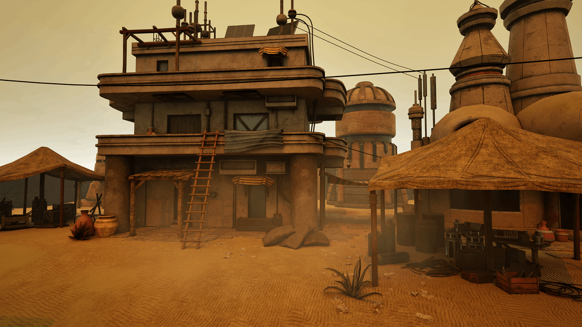 DexsoftGames's tweet photo. Everything swallowed by sand...
Desert Outpost - Wasteland is a post-apocalyptic environment built for survival and sci-fi games.  
200+ unique meshes and example desert level included! Built with Unreal Engine 5.7.

Explore it today on @fab 🔗 https://t.co/SJgRmCa3T1 https://t.co/URZp5OQG2A