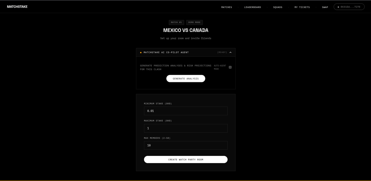 Matchstake254's tweet photo. ✅ Room creation ✅ AI Predictions ✅ Dynamic NFTs ✅ DEX Integration Entering polish phase. The UI is looking premium. 💎 https://t.co/HnXpZ8OXqj