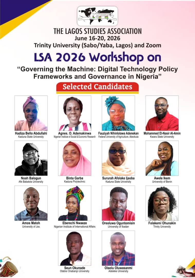 apikem's tweet photo. I am deeply honoured to be selected for the inaugural LSA 2026 Workshop on “Governing the Machine: Digital Technology Policy Frameworks and Governance in Nigeria.”

My sincere appreciation goes to the Lagos Studies Association for this incredible opportunity https://t.co/M40t8dMhjN
