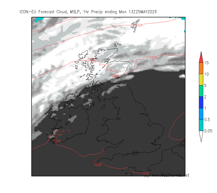 wxweb's tweet photo. Hold on tight today (Monday) then because here we go with a scorcher. 33C is possible in southern and central England this afternoon. Lots of sunshine for most under cloud-free skies, but cloudier and cooler northern Scotland. https://t.co/zWjYCE6QCT