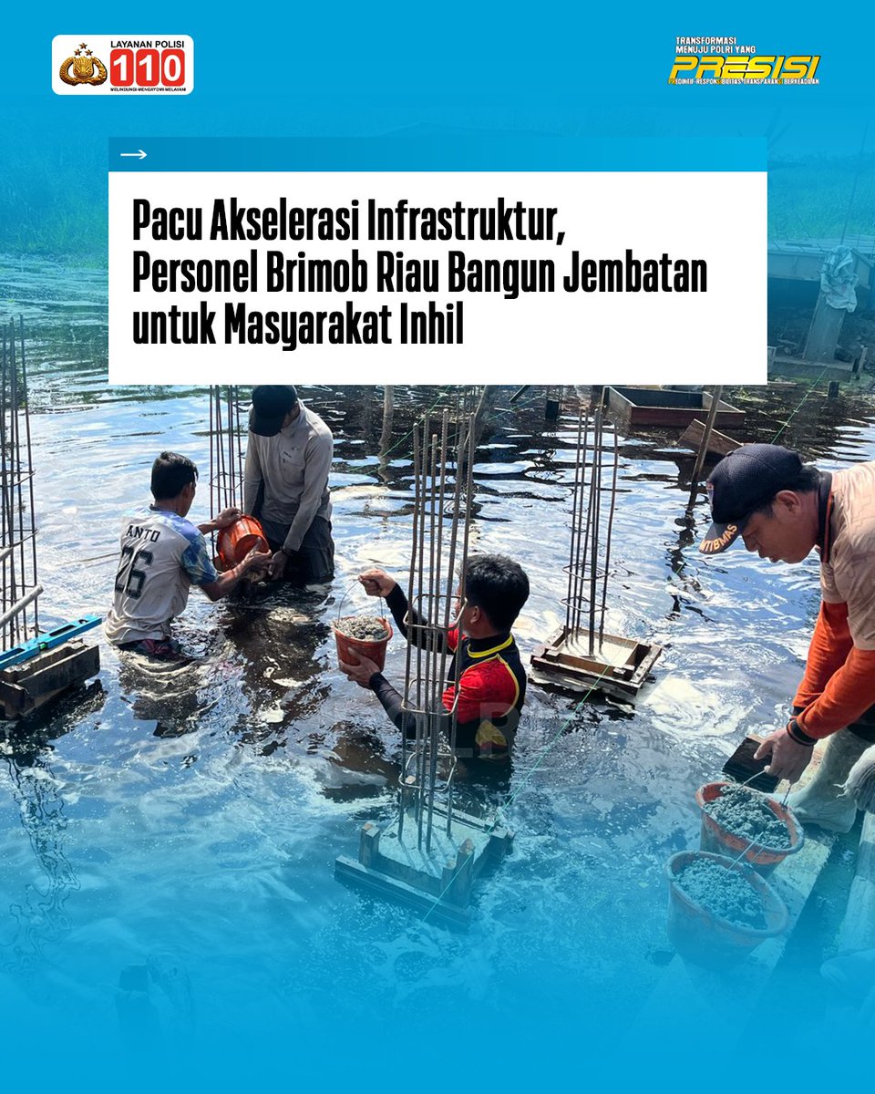 HumasResCms's tweet photo. Polri melalui Polda Riau terus memacu pengerjaan Jembatan Merah Putih Presisi Tahap II di Dusun Panglima Hitam, Kabupaten Indragiri Hilir (Inhil). Melalui kolaborasi personel dengan elemen masyarakat setempat ini, telah mencapai progres fisik bangunan 37 persen. https://t.co/xl44TPdguC