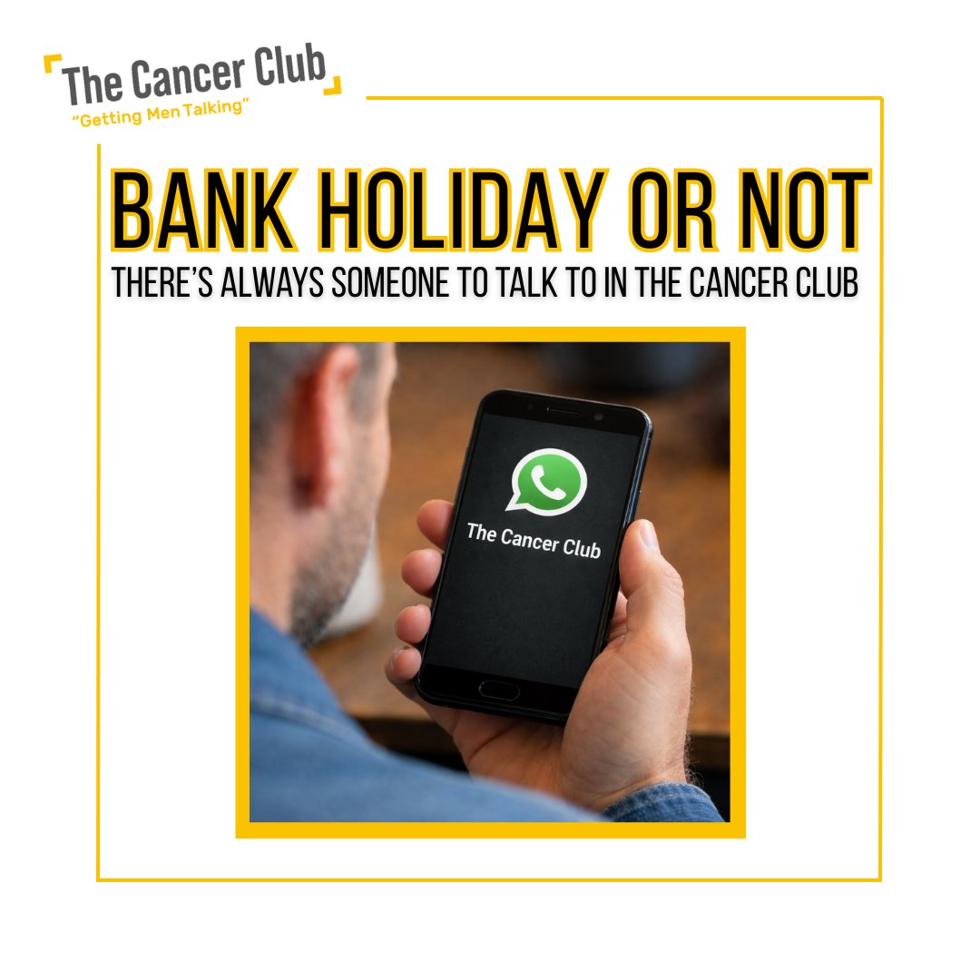 TheCancerClub2's tweet photo. Bank holidays can be a mixed bag.

For some, it’s a welcome break. For others, it can feel a bit isolating.

However you’re feeling today, just know - there’s always someone to talk to in The Cancer Club.
👉 https://t.co/6gkmYOPd8m https://t.co/ELiSSRvcOs