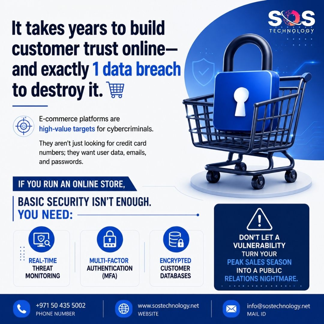 soscomputer2002's tweet photo. Your customer trust takes years to build—but just one breach can destroy it.

E-commerce businesses are prime targets for cyberattacks. Basic security isn’t enough anymore. Protect your data, your customers, and your reputation with advanced security solutions. https://t.co/tIqNGjWweJ