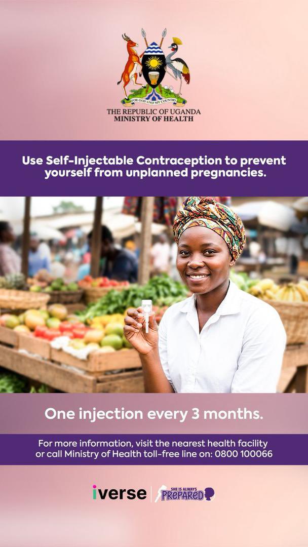 Aikohzack's tweet photo. Teso Subregion,

Safe guard your future plans by avoiding unwanted pregrancies with a Sayana Press injection. One dose keeps you safe for 3 months.  

#SheIsAlwaysPreparedUG
⁠#EraiNgesiDucNaEkapakina

This message is brought to you by Ministry of health and iVerse Digital https://t.co/8fhEBbbjVh