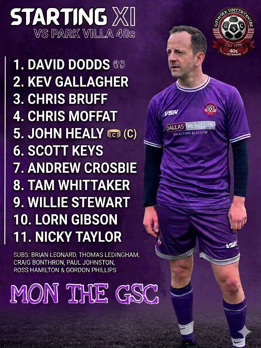 GSC40s's tweet photo. Starting Line Up V  PARK VILLA 40s 

@ScotAmFA @scottish_aff @PureFitbaw @centregions35s @AmmiesFitba @L1veAtTheAmmys https://t.co/hHFCqNvolE