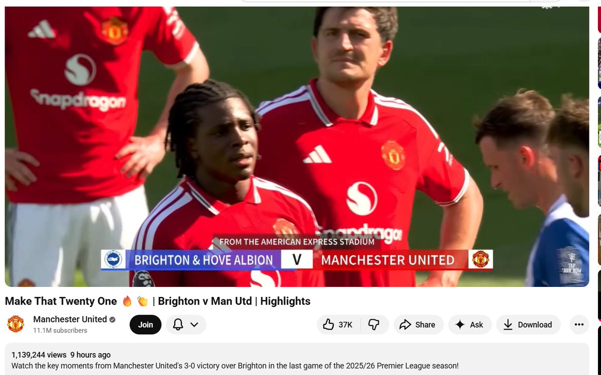 e__wambua's tweet photo. 235k views after lifting EPL trophy vs 1.1 million views after 1 assist #mufc #afc all 9 hours later. LANES. https://t.co/keuQmYJQwf