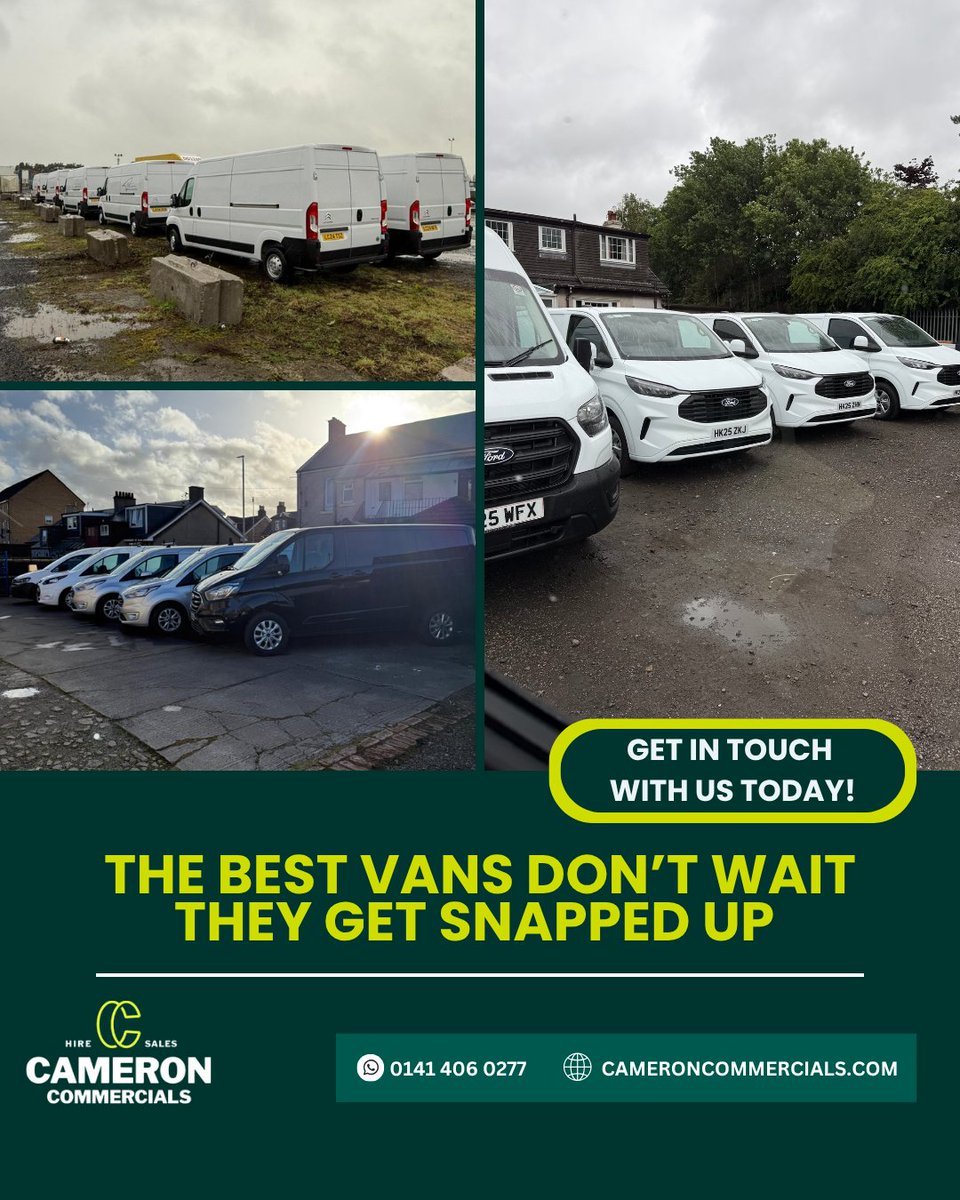 SeanCameronVans's tweet photo. 🚚 The best vans don’t wait — they get snapped up.

The right spec, the right mileage, properly prepared, and ready to work… those are the vans that move fast.

🌐 https://t.co/tGLhpof8d6 https://t.co/aj7DJBnzYQ