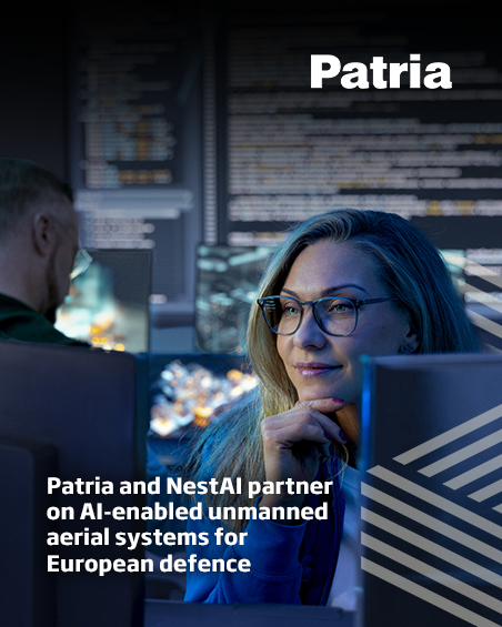 group_patria's tweet photo. Patria and NestAI have entered a technology partnership to bring adaptive AI capabilities to unmanned systems for European defence forces.

The partnership pairs Patria’s drone platform, operational reach and expertise in unmanned systems, with NestAI’s adaptive intelligence and open, modular operating system for modern battlefield operations ‒ combining state of the art AI and a world-class defence platform in one system.

"Patria’s unmanned systems are built for the most demanding conditions in Europe. With NestAI’s AI capabilities, we can make them more intelligent and more effective for the operators who depend on them," says Panu Routila, President and CEO of Patria.

"European defence needs AI for modern battlefield operations: adaptive, sovereign, and designed to evolve after deployment. And it needs to be built in Europe, by Europeans, for European operational requirements," says Peter Sarlin, founder and chairman of NestAI.

🔗 Read more: https://t.co/Qff7X3Wt2c

#PatriaGroup #whenifisnotanoption #extremeconditionsembedded #defenceindustry