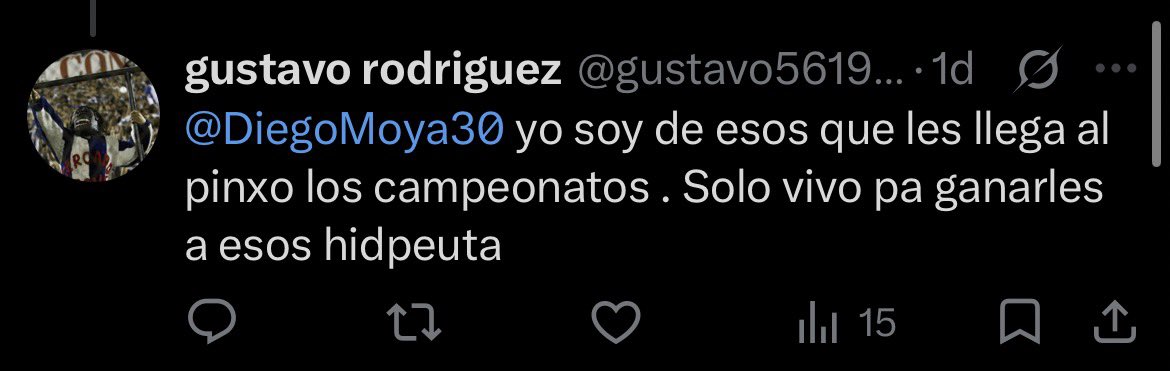 arom1901's tweet photo. @gustavo56190276 @SociosAL1901 Hasta para mentir eres imbécil, 🐔 y la ctmre. Triste debe ser tu vida para crearte una cuenta fake y estar pendiente de alianza. https://t.co/TSIHkIw4ll