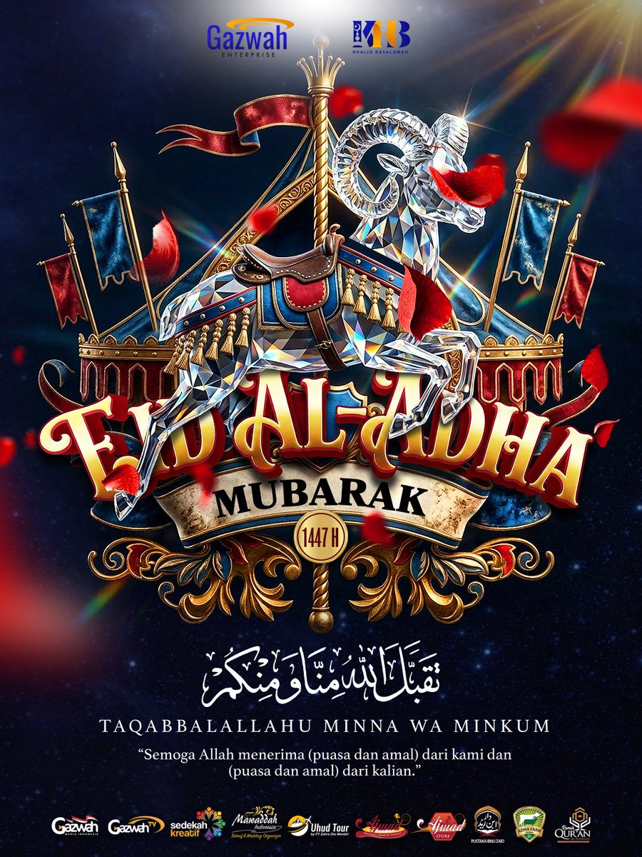 ustadzkhalid's tweet photo. ▶️ EID AL-ADHA MUBARAK 1447 H

Kami dari keluarga besar Gazwah Enterprise mengucapkan selamat hari raya Idul Adha 1447 H.

 تقبل الله منا ومنكم

 Taqabbalallahu minna wa minkum.
 "Semoga Allah menerima amal dari kami dan amal dari kalian."

 Barakallahu fiikum.

 #khalidbasalamah #khalidbasalamahofficial #ustadzkhalid #ustadzkhalidbasalamah