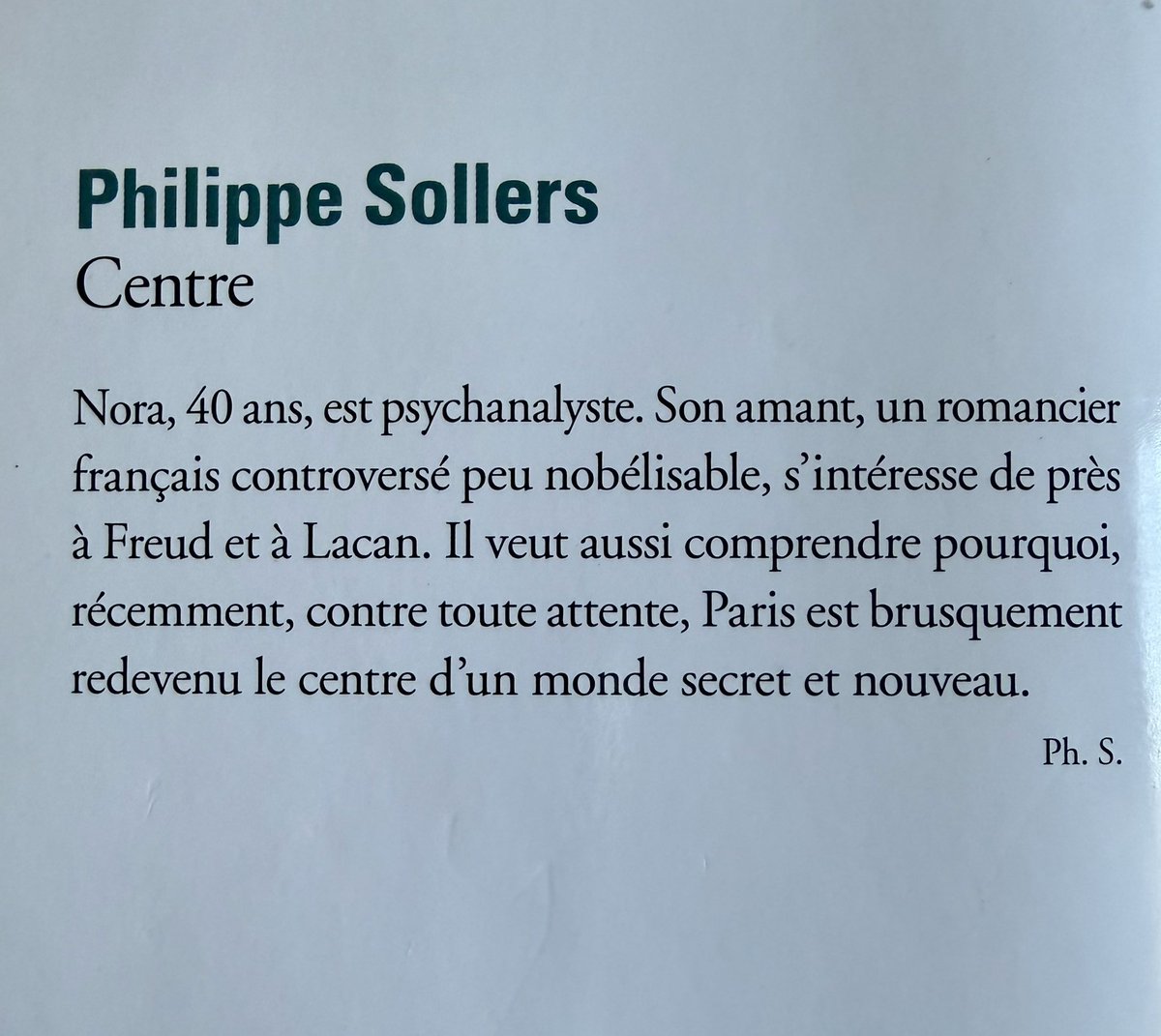 NavalWSE's tweet photo. Centre, roman de Philippe #Sollers. Freud, Lacan… pas mon roman préféré mais quelques passages flamboyants. 😊 Sollers aimait Pascal donc « Dieu est une sphère infinie, dont le centre est partout et la circonférence nulle part. » Pascal, Pensées. #roman #lire #livre #book https://t.co/BfyB3U3XOB