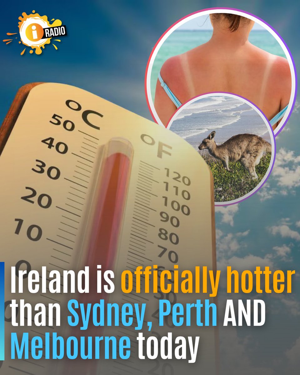 ThisisiRadio's tweet photo. It's time to text your friend who left for Aus 😆🫵

The Irish Summer is here, with temperatures rising to 28°C around the country, and Australia is starting to look a bit chilly in comparison 🌤️

#IrishWeather #Summer #Australia #Sydney #WarmWeather https://t.co/j5bhj4qqPf