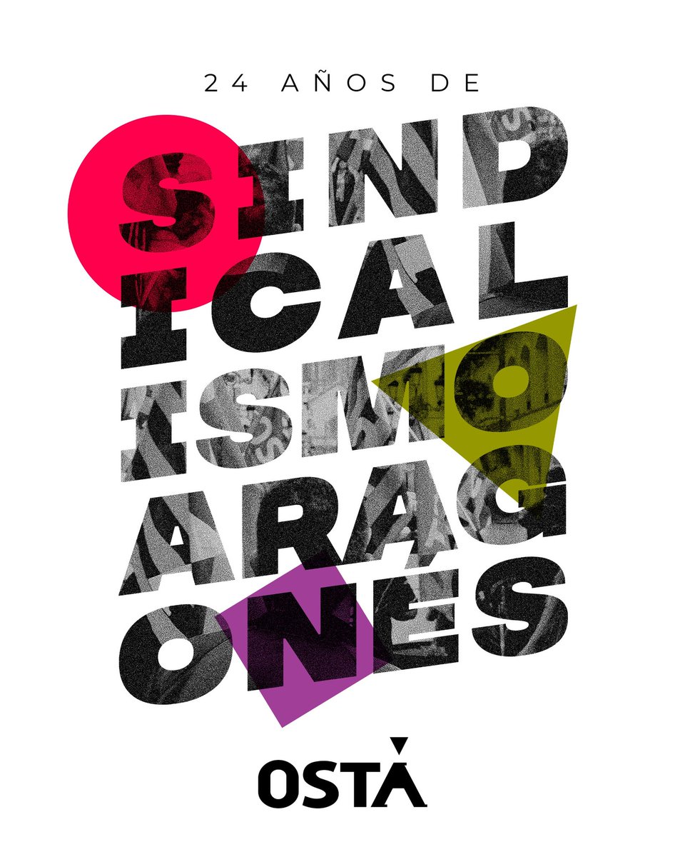 OSTAsindicato's tweet photo. 24 años defendiendo #Aragon
[2002-2026]

Hoy #25mayo26 nuestra organización cumple #24años

✅ Sindicalismo aragonés
✅ Caja de Resistencia
✅ Tercer sindicato en Aragón
✅ 5000 personas afiliadas
✅ 906 representantes sindicales, en #Teruel #Huesca y #Zaragoza https://t.co/Bu2waoAXHm