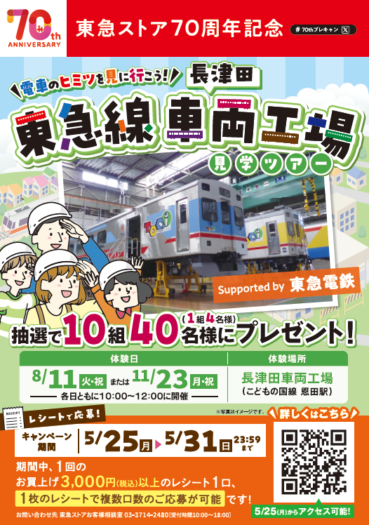 東急ストア創業70周年企画】 普段は見ることができない“電車の整備工場