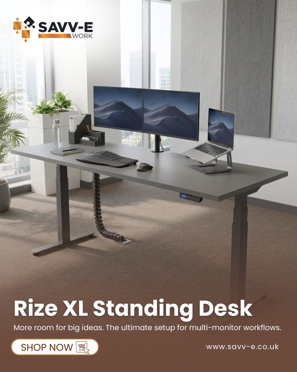 savvework's tweet photo. Need more room to bring your big ideas to life? 📐

The Rize XL is the ultimate solution for multi-monitor setups and sprawling creative projects. 🖥️

Upgrade to a desk that actually fits your workflow.⚡

🛒 https://t.co/cEx0SSEu3F 

#savvework #workspacegoals #standingdesk https://t.co/U705n0ezUk