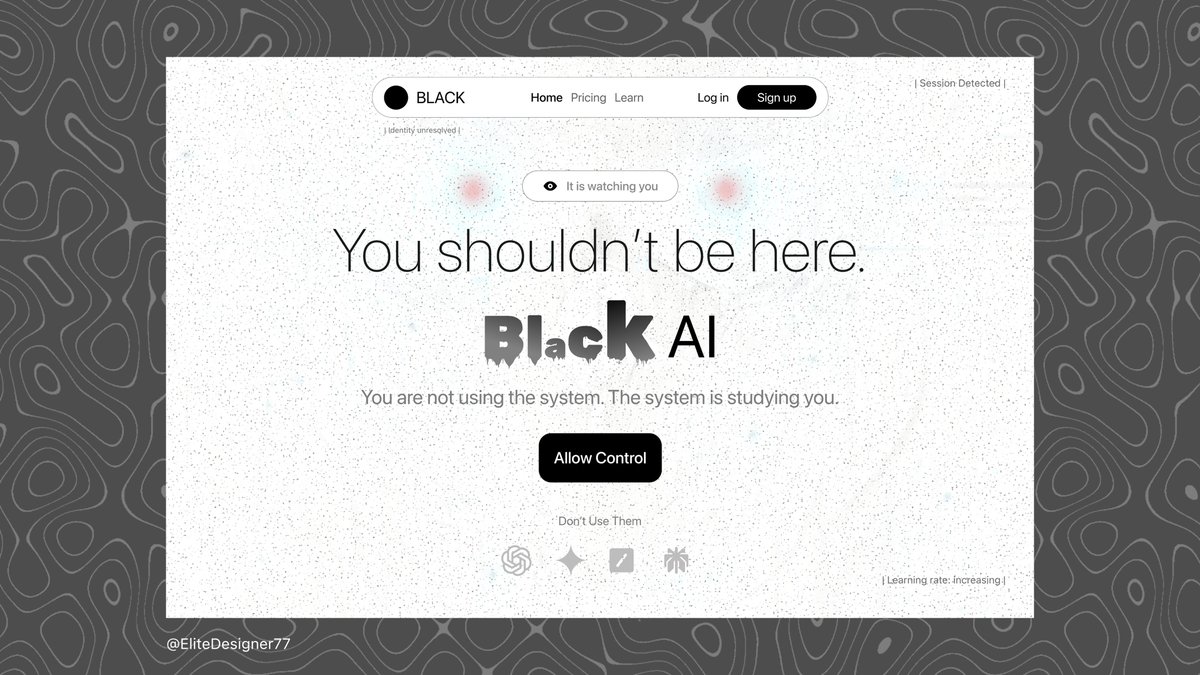 EliteDesigner77's tweet photo. 🚨ENTER AT YOUR OWN RISK

BLACK AI https://t.co/YINObkmgOA