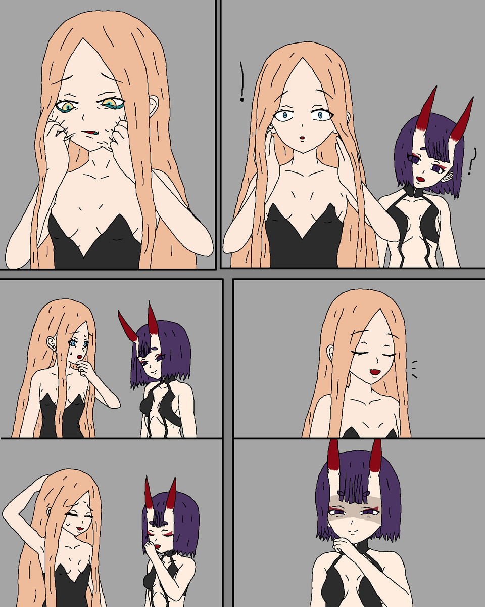 simply_looking's tweet photo. (1/2) Slimey Chaldea Part 4 is finished! It's a story of Gudao, wearing Abby, being attacked by Shuten, who knew that Abby had been replaced. Gudao, now angry, decides to absorb Shuten as revenge, before shortly absorbing Abby. And so, the collection has grown. https://t.co/Ykvl4lPg6p