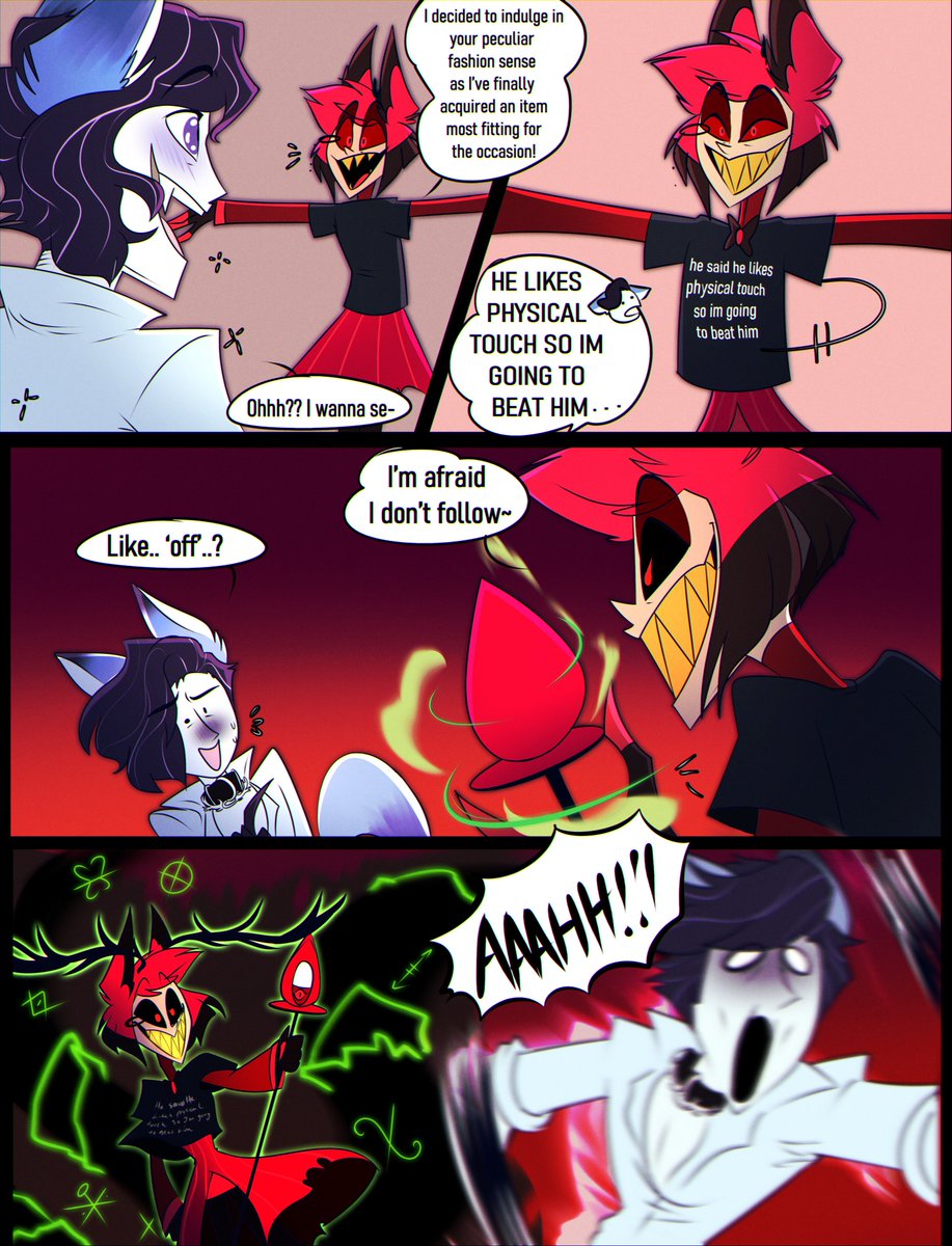 flooftato's tweet photo. saw that one shirt and couldn’t resist

art by the awesome @RavenouScorpian!! thank you so much for the opportunity to commission you again!

#hazbinhotelalastor #alastor #hhoc #hazbinhoteloc https://t.co/Haj0JsStjH