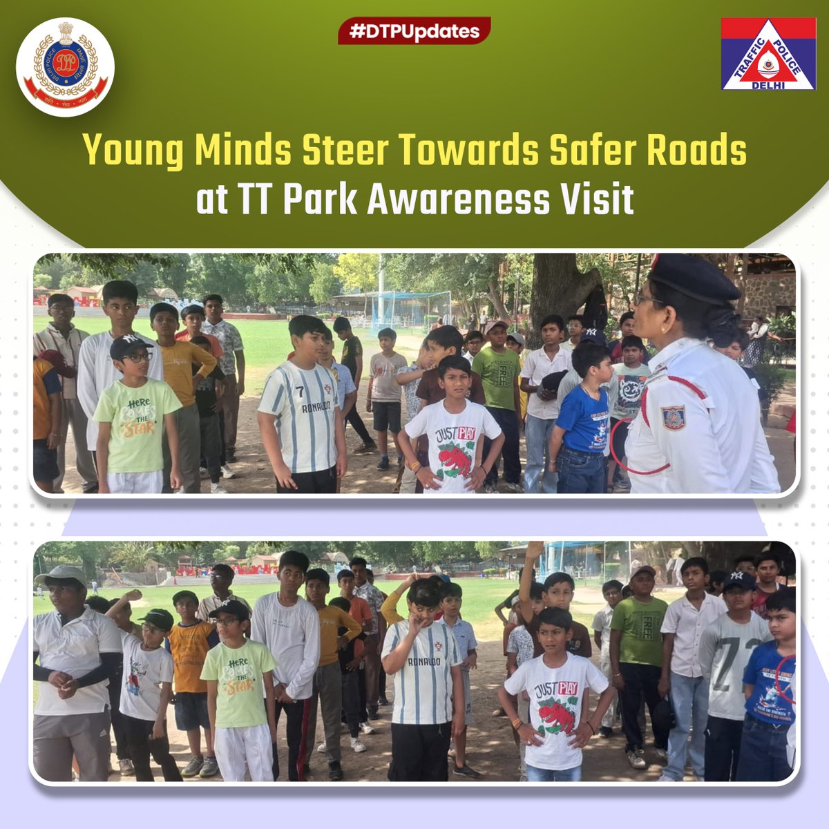dtptraffic's tweet photo. Students from various schools across Delhi visited TT Park at National Bal Bhawan, where around 45 students and a teacher were sensitised about road safety, traffic rules and responsible road behaviour through interactive awareness activities.
#DTPUpdates https://t.co/SWTdJVtimU