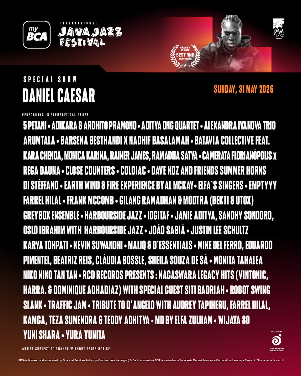 Here's our updated lineup for myBCA International Java Jazz