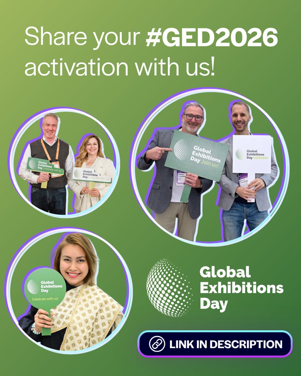 UFILive's tweet photo. 🤩 On 3 June, the exhibition industry comes together to celebrate Global Exhibitions Day, and we want to shine a spotlight on the #GED2026 activations from around the world.

🔗 Share your celebration: https://t.co/NDxGbLc442

#GED2026 #ufi #celebrate #exhibitions #eventprofs https://t.co/mGm496SRG2