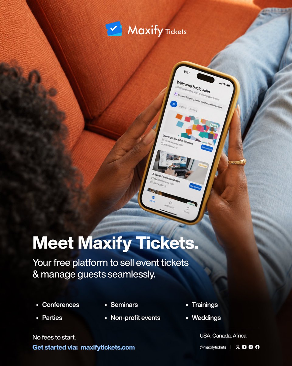 MaxifyTickets's tweet photo. Planning an event? Here’s a free tool that makes it easier.

It works for conferences, seminars, trainings, parties, weddings, church programs, non-profit events basically any gathering.

Want to see how it works? Visit https://t.co/zYSafcnPNk and get started.

#MaxifyTickets https://t.co/9voREDPyjf