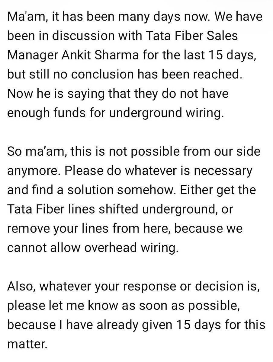 DcBhakhar's tweet photo. @TataCompanies @tataplayfiber 
Plz resolve this issue as soon as possible.
Because I already given more then 15 days to your tata fiber sales manager Ankit Sharma https://t.co/l1omx0X4kV