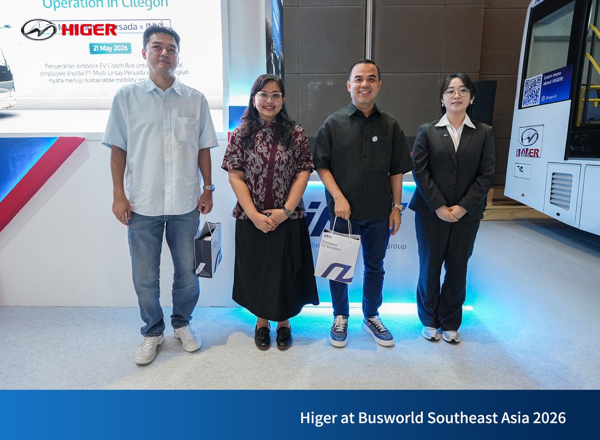 Higer_Bus's tweet photo. Busworld Southeast Asia 2026 has come to a successful close! Higer joined hands with our partner @INVI to explore the future of new energy public transportation.Thank you to everyone who visited the Higer booth. See you at the next stop of our journey toward sustainable mobility! https://t.co/VxhO2YvJJ0