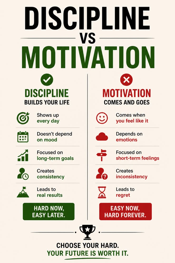 SuccessSparksX's tweet photo. DISCIPLINE VS MOTIVATION https://t.co/cq3VU35HXI