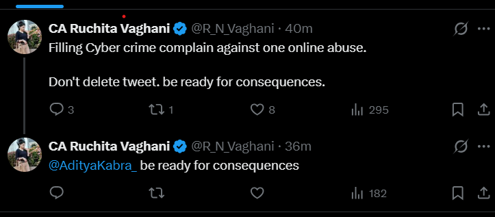AdityaKabra_'s tweet photo. Alelele @R_N_Vaghani illogical tweet call out kiya toh bura laga?😭

Go to international court if you want but my tweet is here to stay. Btw don't delete your tweet too, let others enjoy your foolish advice. 

#icai https://t.co/Sh6XQo1ENN