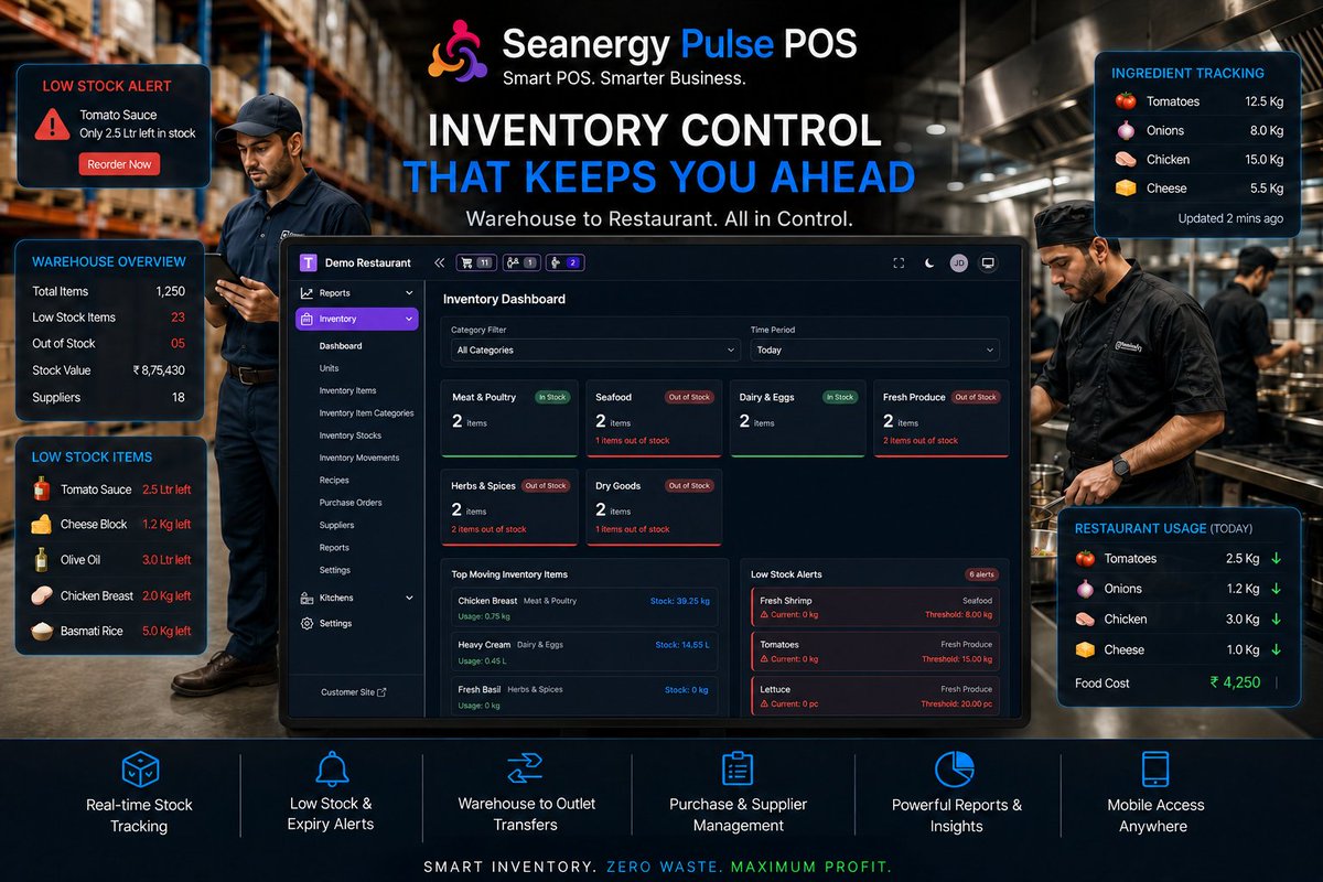 SeanergyPulse's tweet photo. Take full control of your inventory with real-time stock tracking, low stock alerts, supplier management, warehouse transfers, and smart business insights — all in one powerful 𝗣𝘂𝗹𝘀𝗲 𝗣𝗢𝗦  platform. 

#Inventory-management #POS #Retail-business 

https://t.co/mtYmnvgY7i https://t.co/eVAvnQRjCP