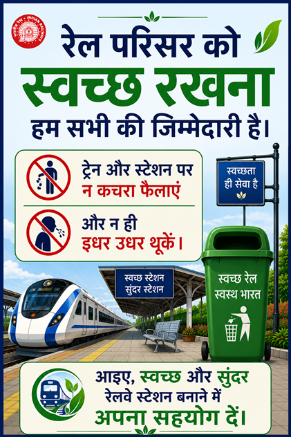 SrDOMLKO's tweet photo. रेल परिसर को स्वच्छ रखना हम सभी की जिम्मेदारी है। ट्रेन और स्टेशन पर न कचरा फैलाएं और न ही इधर उधर थूकें।
आइए, स्वच्छ और सुंदर रेलवे स्टेशन बनाने में अपना सहयोग दें। https://t.co/2zVci7cHsd