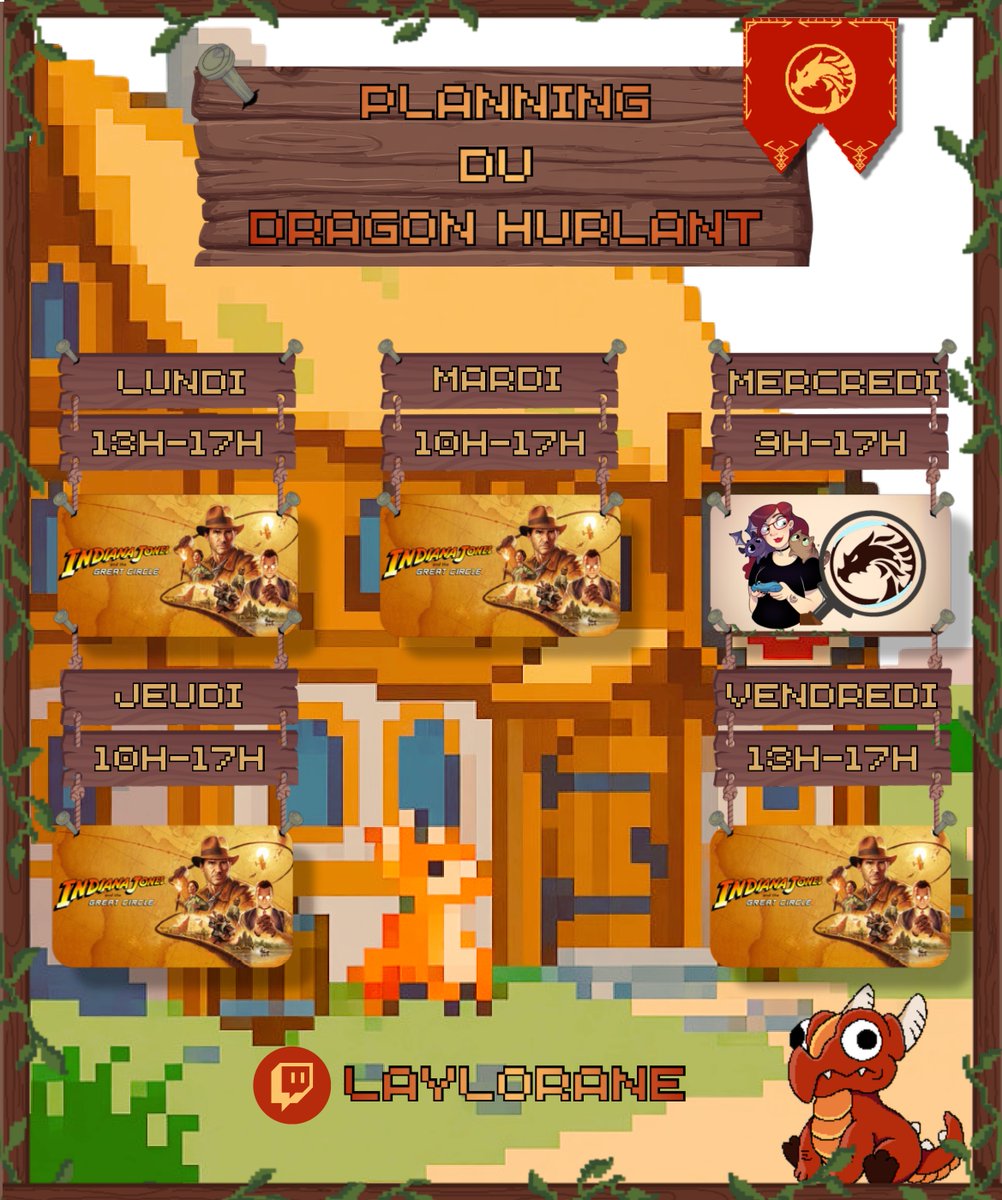 LayloraneDesign's tweet photo. coucou les amis voici le planning de la semaine full indiana jones sauf mercredi full discovery !
RDV cet aprem ! https://t.co/09myW3Haam