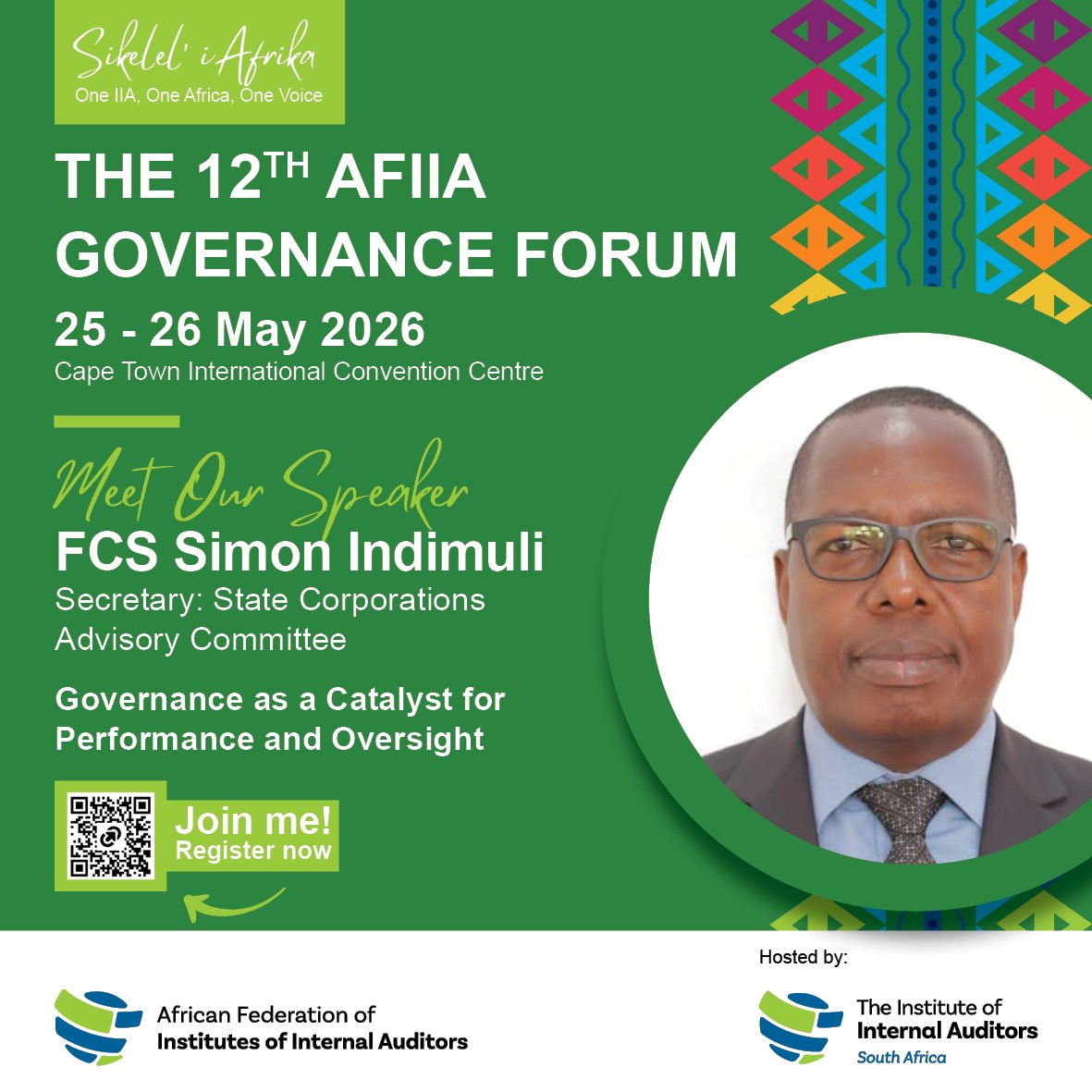 IIASOUTHAFRICA's tweet photo. Governance Forum – Day 2 Speaker Spotlight

The conversation continues!

Day 2 of the 12th AFIIA Governance Forum features an exceptional group of speakers and panellists who will share their expertise on governance, leadership, accountability, value creation, and the evolving role of internal audit in serving the public interest.

From strategic insights and thought-provoking discussions to practical perspectives from experienced leaders, these sessions are designed to challenge thinking, inspire action, and equip delegates with the knowledge needed to navigate today's complex governance landscape.

Explore the speakers featured in this carousel and discover why Day 2 promises to be an unmissable experience.

📅 25–26 May 2026
📍 Cape Town International Convention Centre

📖 View the Governance Forum Programme: https://t.co/2up9FKhynh

#OneIIAOneAfricaOneVoice #AFIIA2026 #AFIIA #IIASA