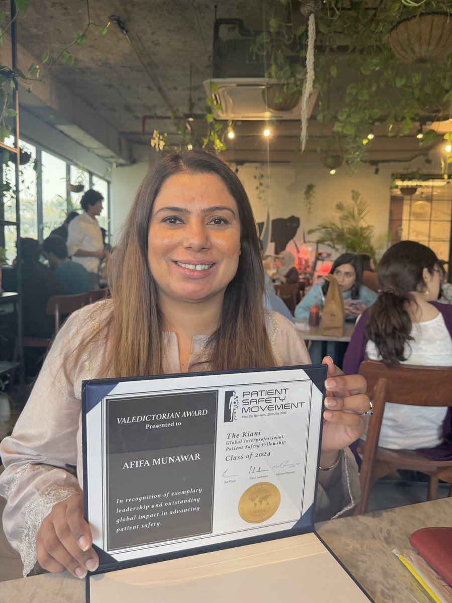 afifabaloch5's tweet photo. Honored to receive the *Valedictorian Award* from the Patient Safety Movement Foundation, Irvine, USA, in recognition of exemplary leadership and global impact in advancing patient safety.

A proud milestone and a renewed commitment.

#PatientSafety #HealthcareLeadership #Glblimp https://t.co/3KGXbyBSiX
