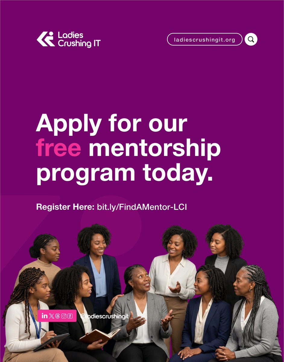 LCIt_'s tweet photo. Ready to grow? Apply for our FREE mentorship program today: https://t.co/DLmE3kZm8D

#LadiesCrushingIT #Mentorship #WomenInTech #TechCommunity

2/2 https://t.co/t6JbYtqIDa
