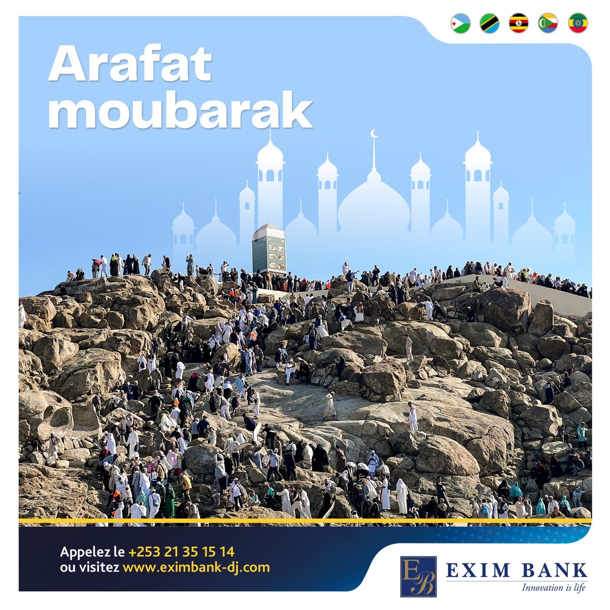 EximBankDJ's tweet photo. Moment de recueillement, de pardon et de spiritualité profonde, cette journée symbolise l’humilité, la foi et le rapprochement.
Puisse Allah accepter vos prières, vos invocations et vos sacrifices, et vous accorder paix, bénédictions et prospérité. https://t.co/97bRQdgBS0