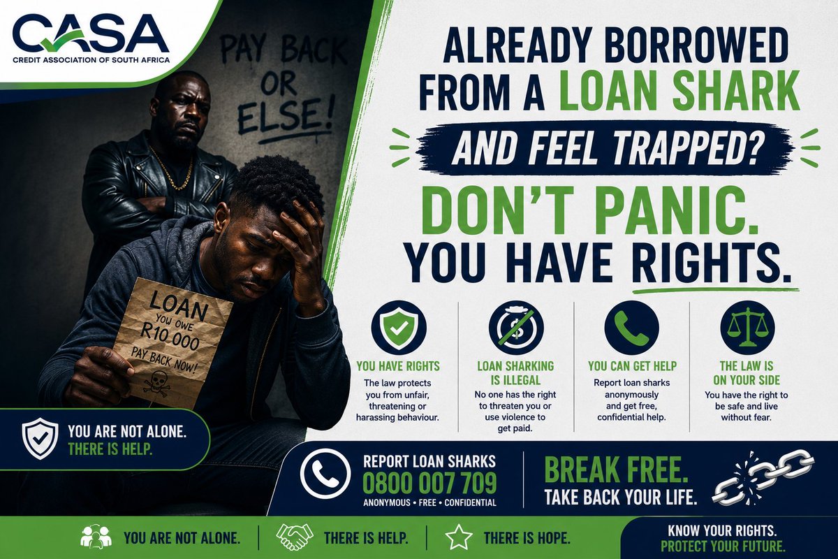 CasaCreditHome's tweet photo. Already borrowed from a loan shark and feel trapped? 

Don't panic. You have rights. 

1. Stop paying illegal interest. 
2. Get your cards back. 
3. Report them. 

#TakeBackPower #CASA #ConsumerEducation https://t.co/EplExwtBEB