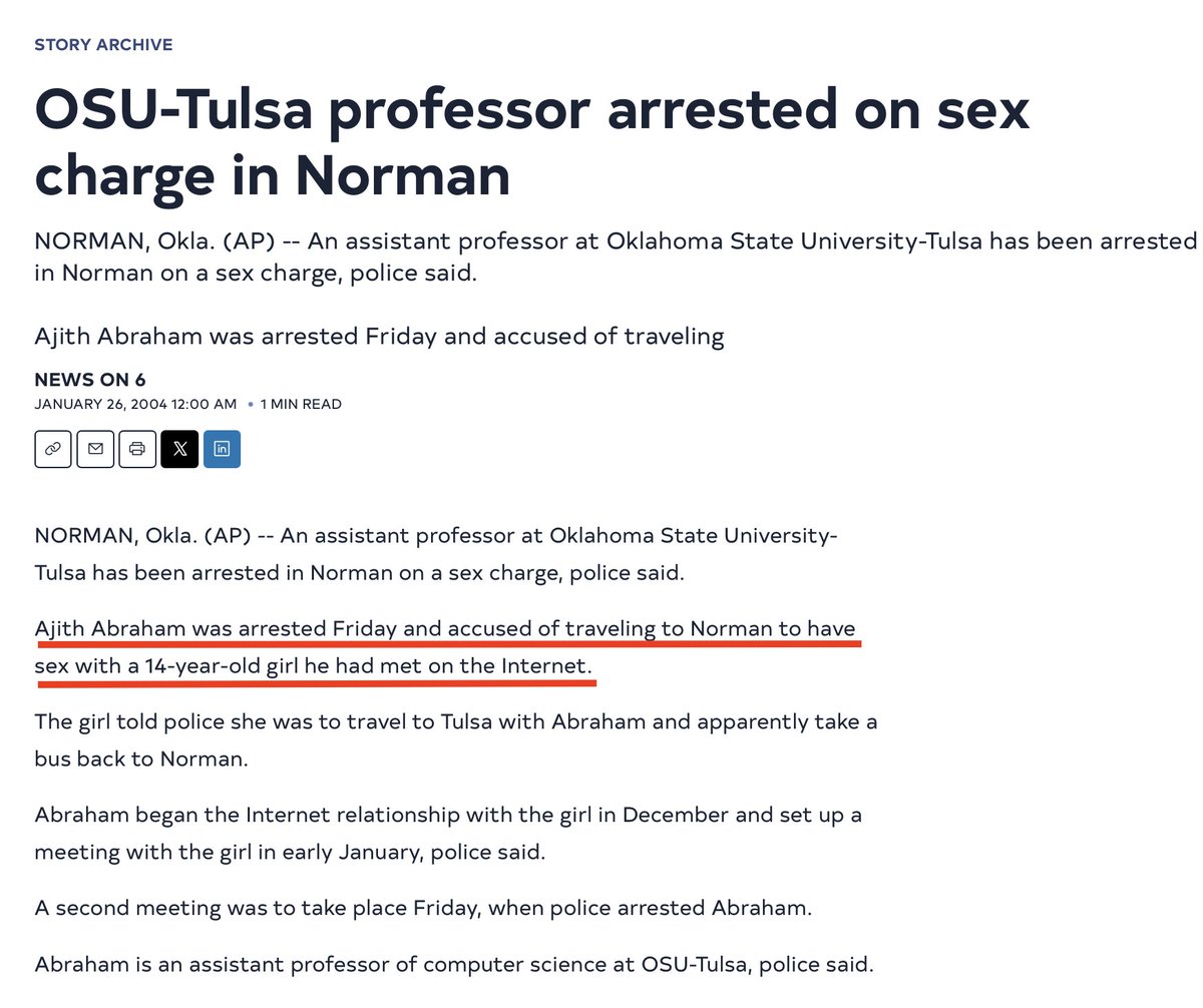 Spottingthespot's tweet photo. Meet Ajith the Vice Chancellor and Dean School of AI Abraham from @Sai_Univ. Oh and he is also a #papermill #fraud and pedophile! Yes you read that right! He got kicked out of the US because he wanted to have sex with a 14 year old! K.V. Ramani, the chancellor protects him. https://t.co/dVnQgVWoY7